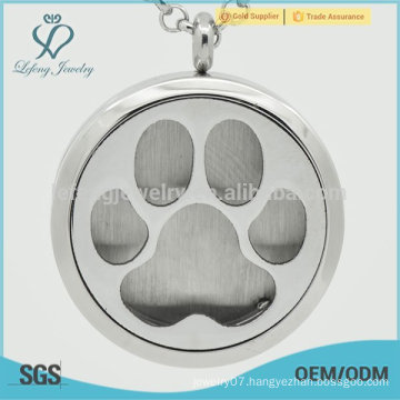 Newest 316L stainless steel pet footprint hollow perfume locket,DIY locket design